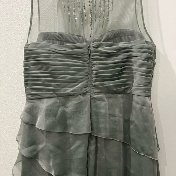 Adrianna Papell Womens Green Frosted Sage Beaded Evening Gown SIZE 16 - Picture 6 of 7